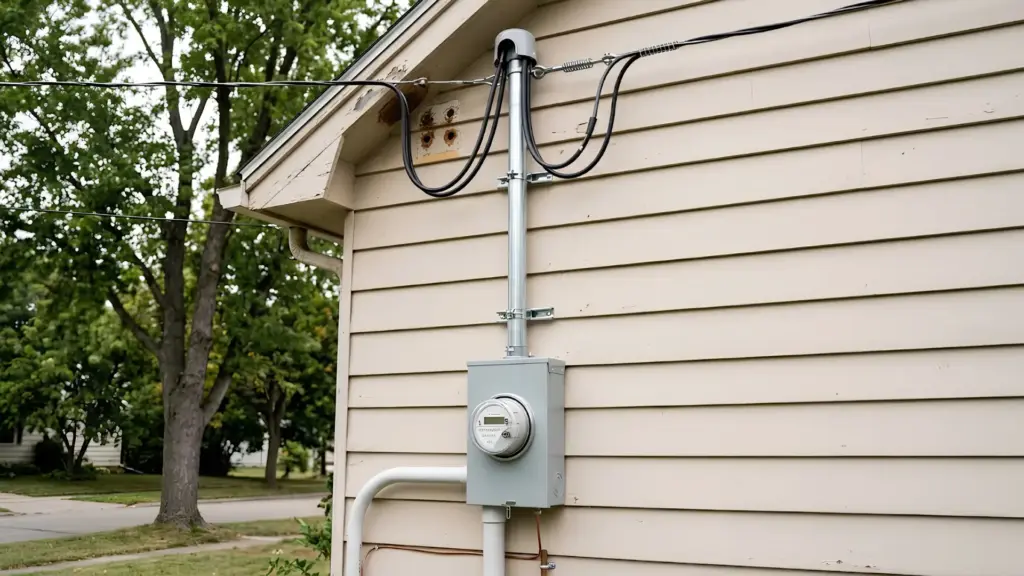 Electric meter on house exterior